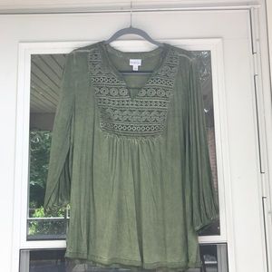 Green semi casual blouse